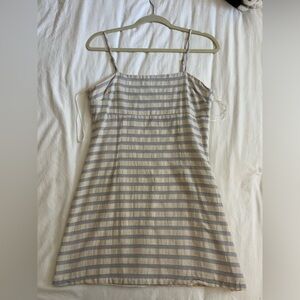 Blue and white striped linen dress